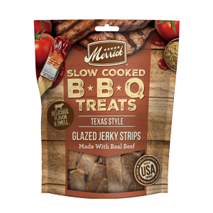 Merrick Slow Cooked BBQ Beef Texas Style Glazed Jerky Strips Dog Treats